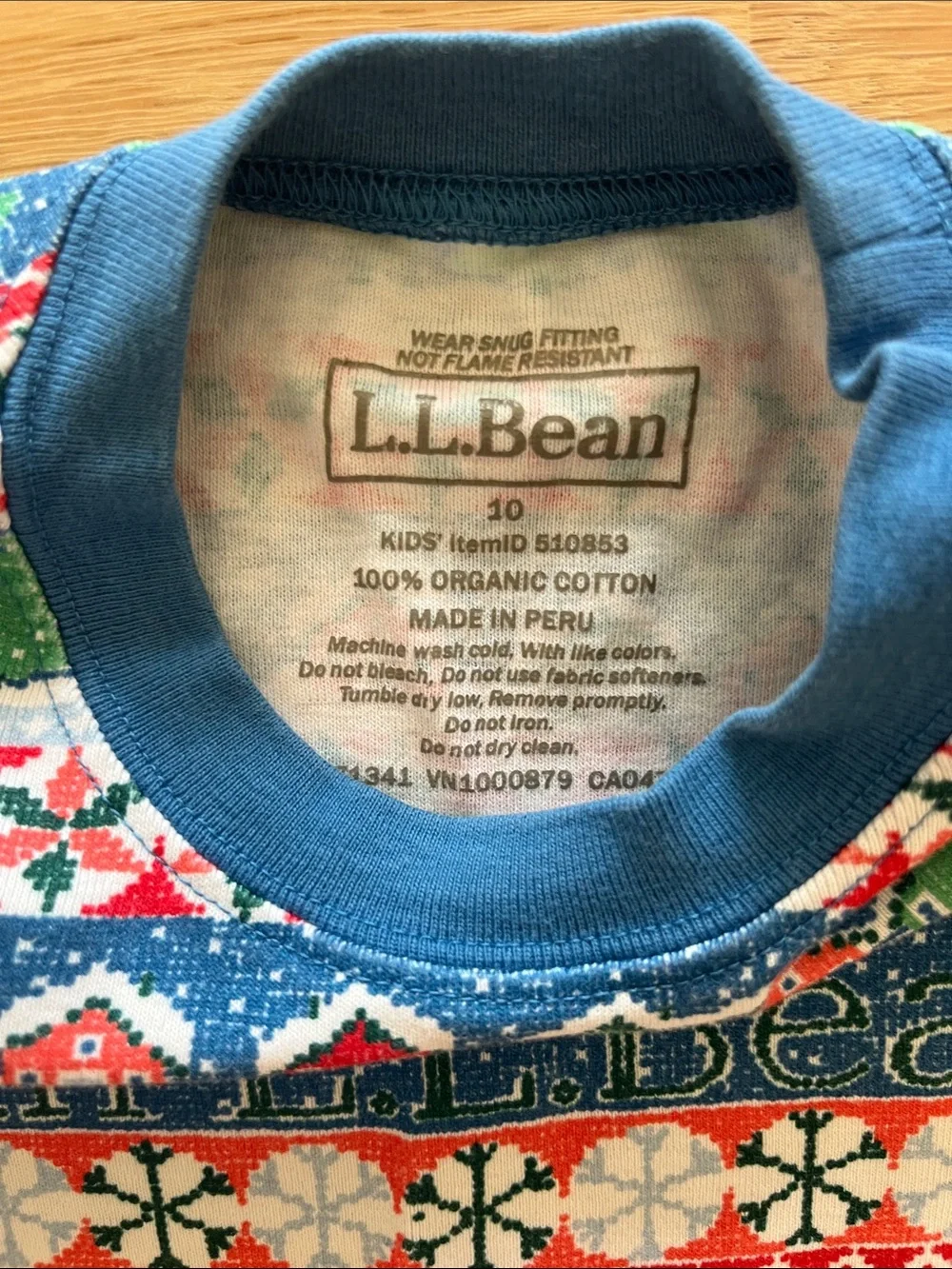 L.L. Bean Christmas Fair Isle Pajama Set - Red, Green, Blue & White